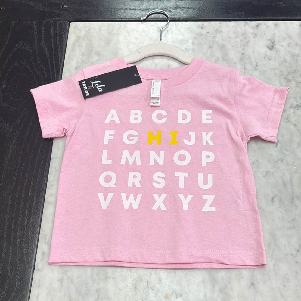 Rabbit Skins Pink Alphabet Short Sleeve Tee